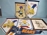 Simpsons pennants and 1 Chicago  Bears pennant