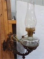 Hanging oil lamp converted to electric