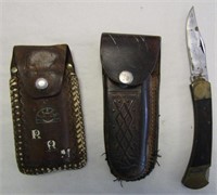 Vintage Japanese Knife & 2 Leather Sheath's