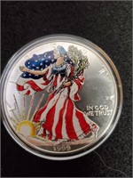 1999 1oz Fine Silver Dollar Colorized Liberty Coin