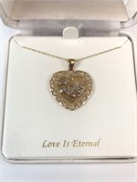 10k Gold Necklace With Pendant "Love Is Eternal"
