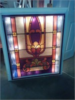 Framed lighted stain glass 33x43