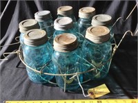 Green Ball Jars And Carrier