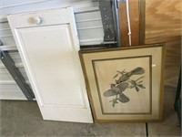 Signed Cardinal Print , Wood Door Panel