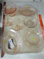(7) Pink Depression Glassware