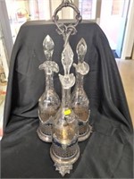 Early Acid Etched Decanter Set