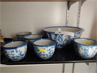 Sponge Decorated Stoneware Bowls