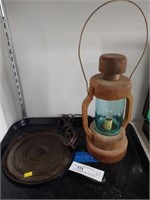 Folkart Electrified Lantern and Cast Iron Griddle