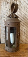 Antique Tin Primitive Candle Lantern Lamp