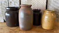Four Stoneware Crock Canning Jars