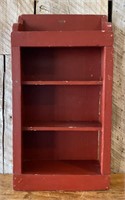 Primitive Red Wooden Three Wall Shelf Cabinet