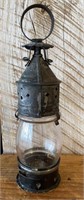 Primitive Antique Lamp Lantern Weighted Base