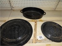 3 pcs. unmatched Granite ware