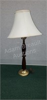 Vintage wood and brass 32 inch table lamp