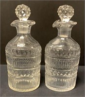 Pair Of Cut Glass Vinegar Oil Bottles