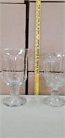 2 large stemmed clear glass centerpieces / candle