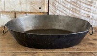 Oval Primitive Antique Tin Pan Handles