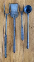 Four Primitive Fireplace Cooking Tools