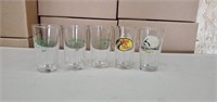 (5) 6 inch beer glasses - (3) O'Malley Pub & (2)