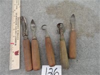 5 Vintage wood handled kitchen utensils