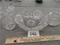 3 pcs. cut glass bowl-has very small chips