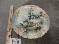 Vintage hand painted Birds in tree nest plate