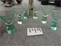 Set of 6 Green shot glasses-2 have sm. chips