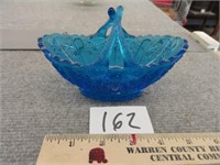 Vintage small glass Blue basket-5.5" x 2.5"
