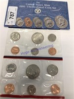 1991 US MINT UNCIRCULATED COIN SET W/ D AND P MARK