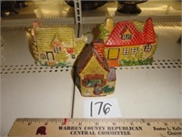 Vintage Bisque (?) houses-4" to 5.5"