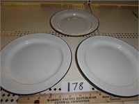 3 Enamel ware plates-9"