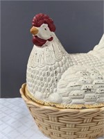 Pottery Hen On Nest (basket)