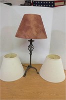 Wrought Iron Table Lamp & 2 Extra Shades
