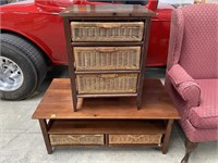 Coffee & End Table w/ Rattan Drawers