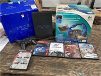 Playstation 2 w/ Driving Controllers & Games