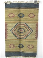 21.5"x 36" Wool Tapestry Or Rug Some insect damage
