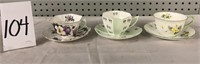 SHELLEY TEA CUPS AND SAUCERS - 3