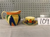 PITCHER  / TEA CUPS AND SAUCERS