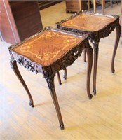 Pair of carved French lamp tables