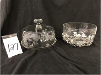 GLASS BOWL AND CAKE PLATTER