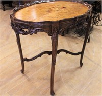 Carved French oval lamp table, see photo