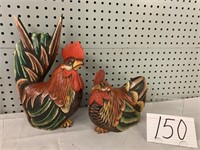 WOOD HEN AND ROOSTER