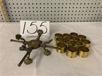 12 BRASS NAPKIN RINGS / BRASS TRAY STAND