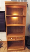 Lighted Oak Bookshelf