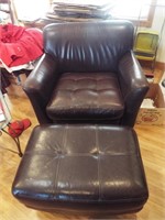 Chocolate Chair with Ottoman and Couch, Shows Wear