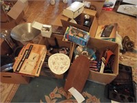 Several Boxes of Misc. Vintage Light, Bowls, More