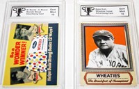2 Graded Advertising Cards - Babe Ruth, Mantle/
