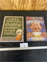 2 Funny Metal Wall Signs - Beer Themed - 8"x12"