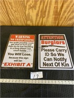 2 Metal Wall Signs - Warning & Attention Signs - 8