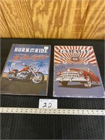 2 Metal Wall Signs - Born to Ride & Garage Signs -